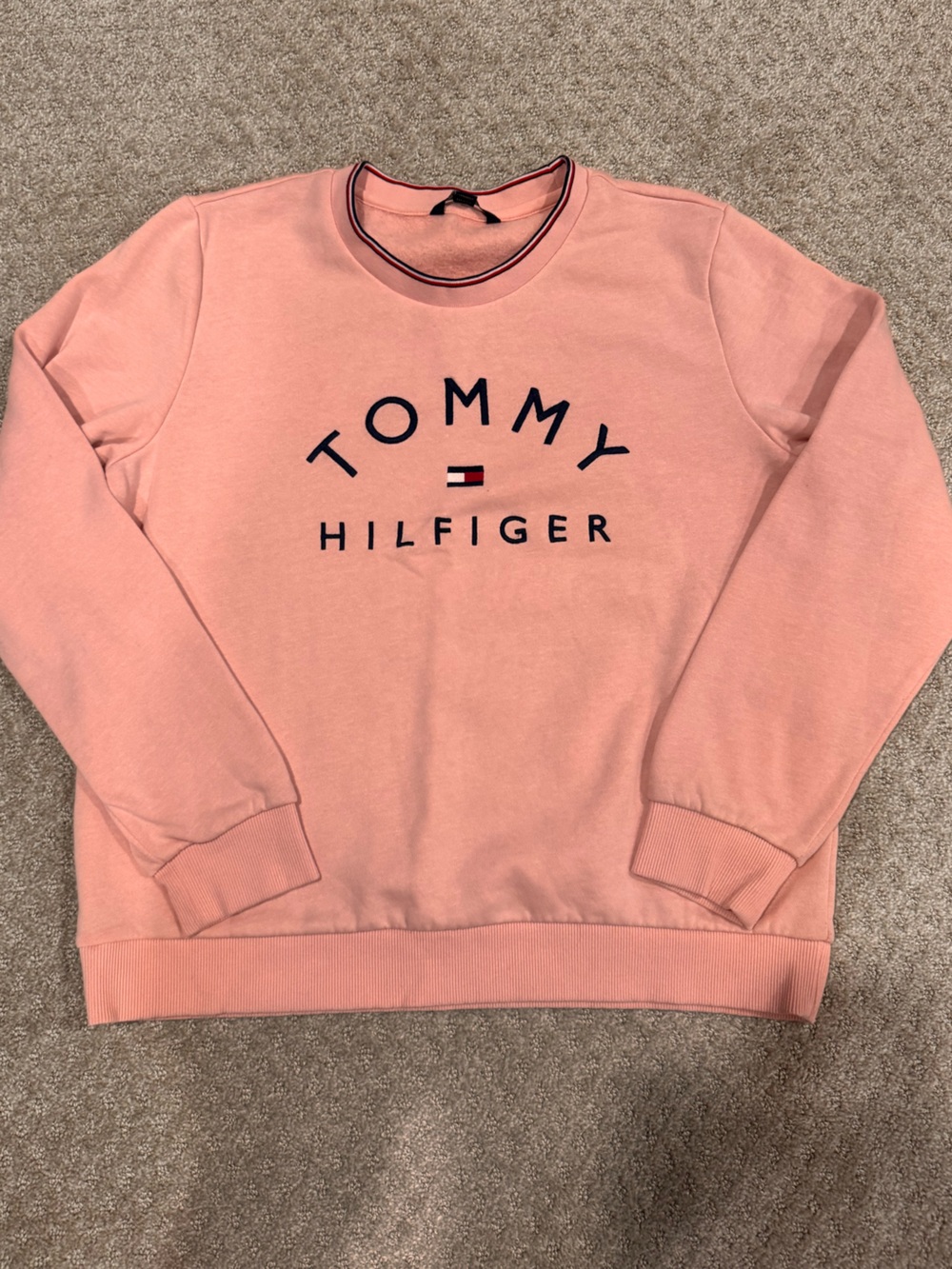 Tommy Hilfiger Women's Embroidered Logo Fleece Sweatshirt Pink Size Large